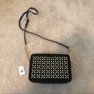 Micheal Kors Cross Body Purse (Black Leather)